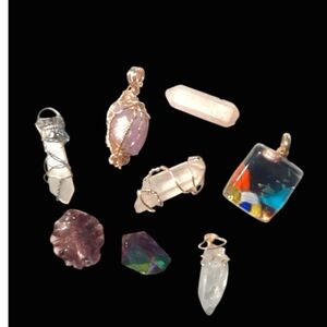 Elegant Multi-Color Crystal Pendant Set And Stones